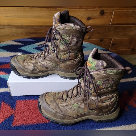 Danner Hunting Boots Mens 7.5 High Ground 8" Real Tree Camo Xtra Green Leather - Picture 4 of 9